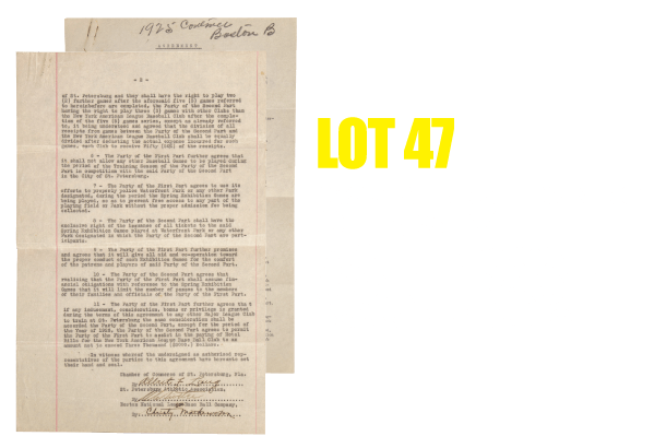 Christy Mathewson & Albert Lang Dual-Signed 1925 Spring Training Contract - PSA/DNA 9 MINT for Mathewson Auto