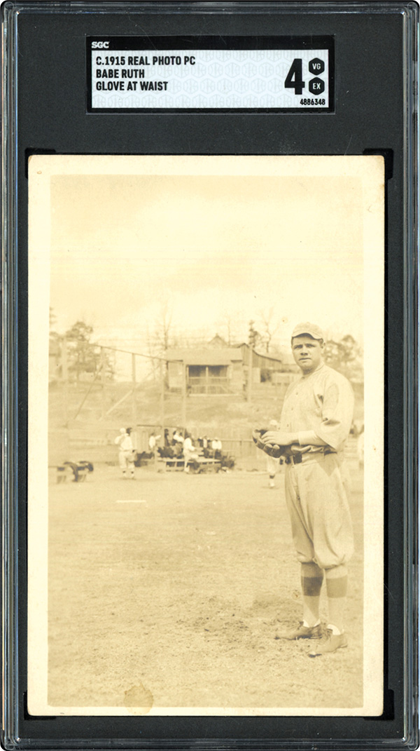 c.1915 Babe Ruth Rookie-Era Postcard with an Original Ruth Photographic Image SGC 4 VG EX