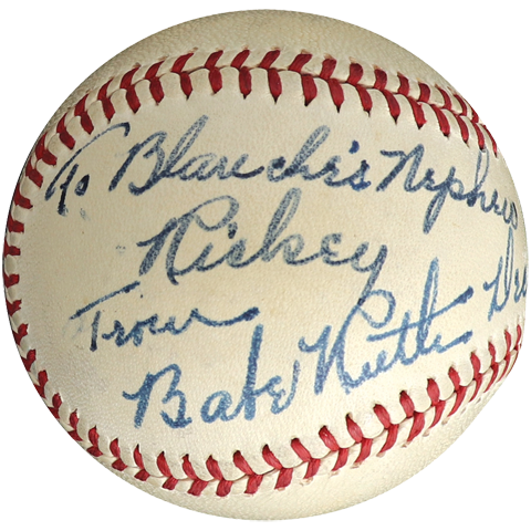  Babe Ruth Single Signed Official A.L. Harridge Baseball