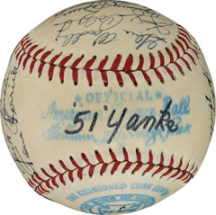 1951 Yankees Auto Ball