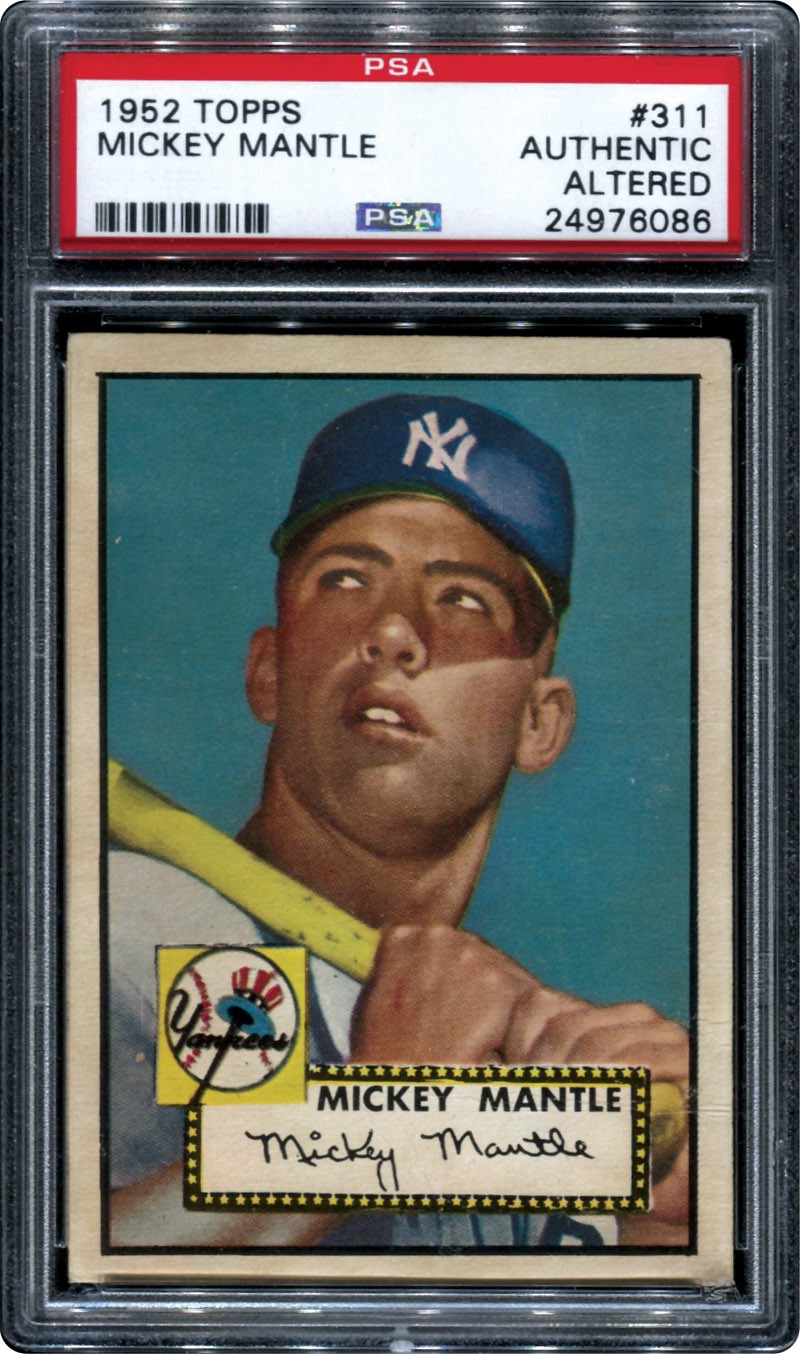 At Auction: 1952 Topps #311 Mickey Mantle RC (PSA Authentic).