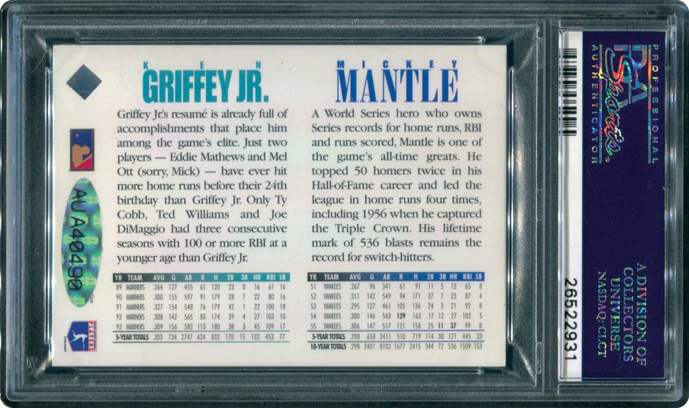 Lot Detail - 1994 UPPER DECK MICKEY MANTLE AND KEN GRIFFEY JR