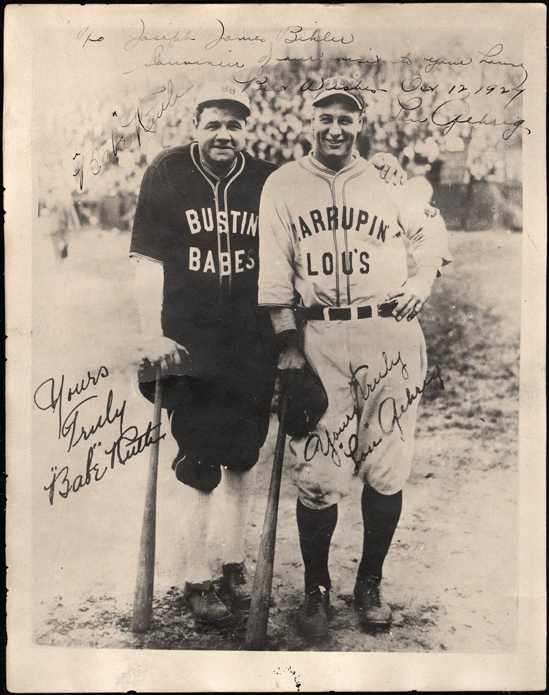 Sold at Auction: Lou Gehrig, Babe Ruth Framed Original Print