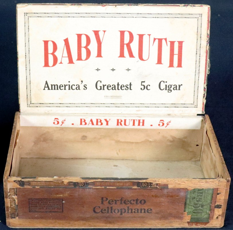 Babe Ruth photo framed with original baby Ruth cigar label from cigar endorsed 