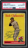 1958 Topps #52 Signed Roberto Clemente White Team Letters