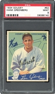 1934 Goudey #62 Hank Greenberg PSA 9