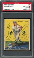 1934 Goudey #1 Signed Jimmie Foxx Goudey PSA 4 VG-EX Card Grade PSA 8 AUTO