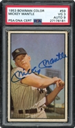 1953 Bowman #59 Signed Mickey Mantle - PSA 9 MINT Autograph