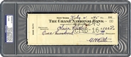 Babe Ruth DOUBLE (DUAL) SIGNED Chemical Bank & Trust Co. Check