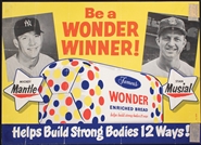 c.1950s Mickey Mantle and Stan Musial Wonder Bread Advertising Sign